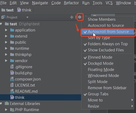 PhpStorm 自动定位当前文件设置